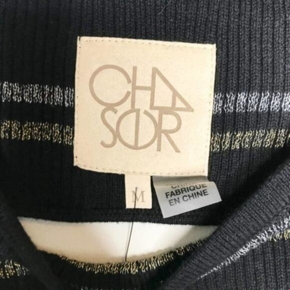 CHASER Metallic Stripe Cutout Sweater  - Picture 5 of 9